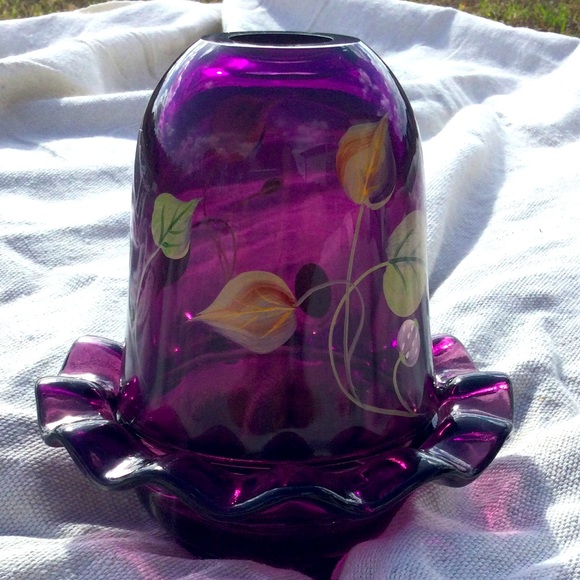 Fenton Other - Fenton Fairylight limited edition amethyst purple S. Hopkins signed floral 2006